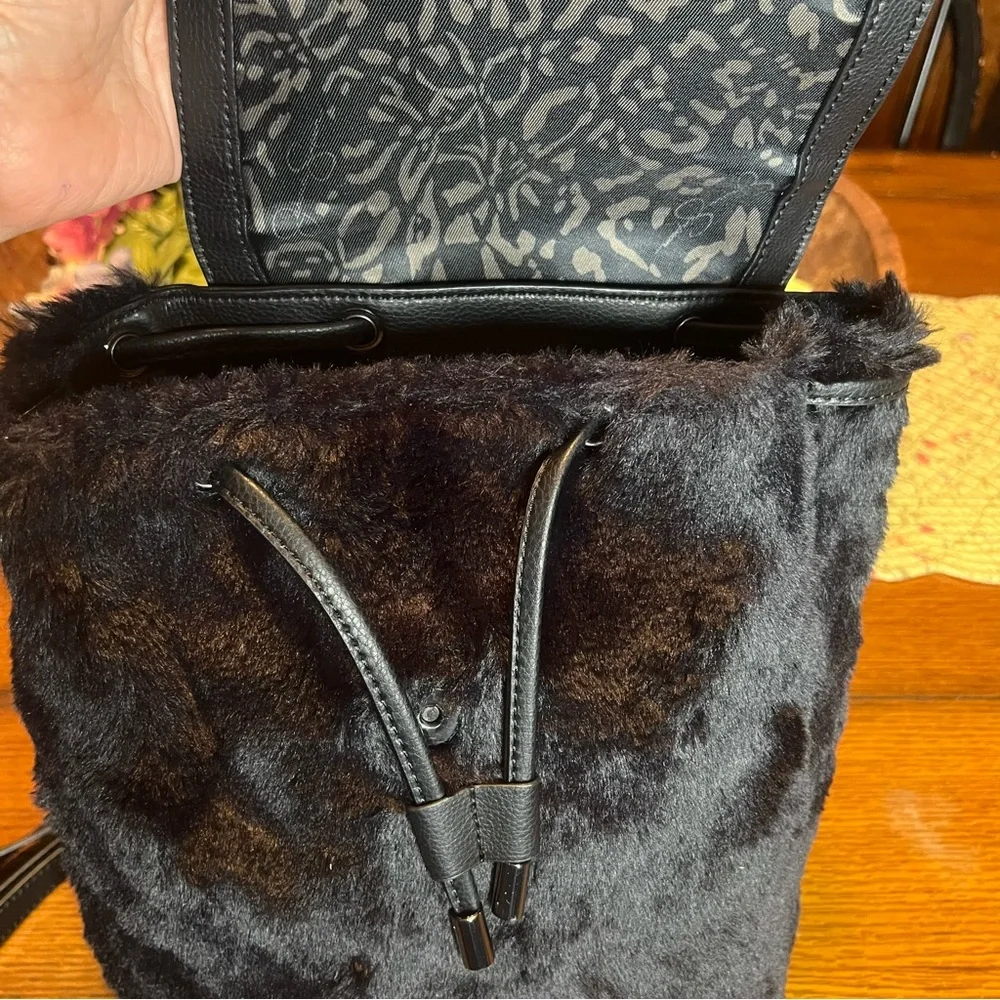 Jessica Simpson faux fur backpack